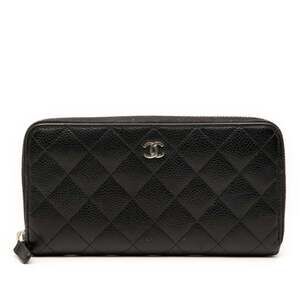 CHANEL Black Caviar Leather Logo Wallet